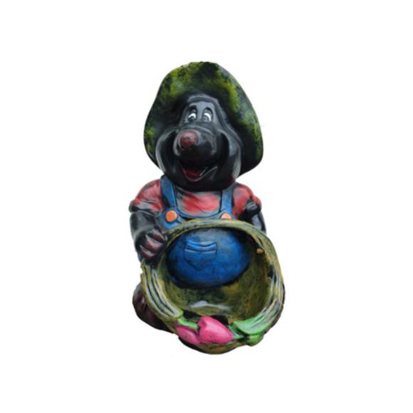 Decorative sculpture designed as a colorful mole gardener with a basket 44cm