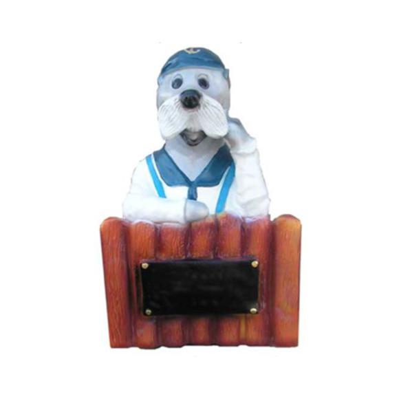 Decorative sculpture designed as a colorful seal sailor on a fence 50cm W14