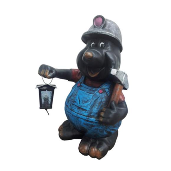 Decorative light sculpture designed as a happy mole miner with a lamp 70cm