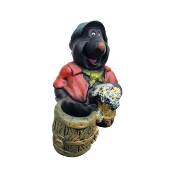 Decorative sculpture designed as a mole lady with a beer 48cm