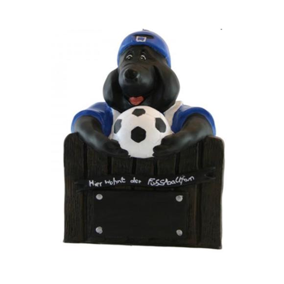 Decorative sculpture designed as a black colored mole with a ball on on a fence 45cm