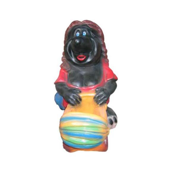 Decorative sculpture designed as a black colored happy mole lady 44cm