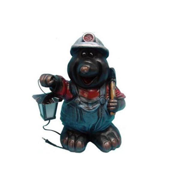 Decorative light sculpture designed as a black colored mole miner with a lamp 44cm