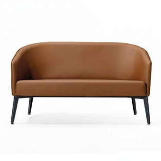 Waiting room furniture design - sofa lounge furniture leather sofa 2-seater brown.
