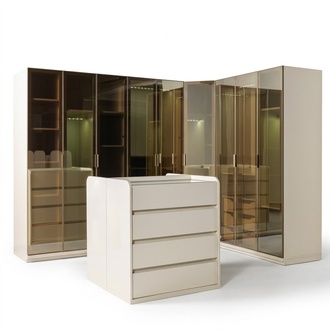 Walk-in closet corner cabinet modules with island modern bedroom