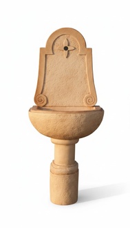 Ornamental wall fountain washbasin for garden decoration made of weather-resistant cement, model - allora