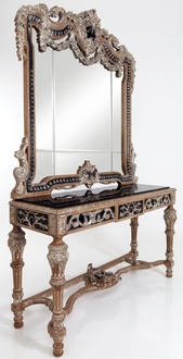 Wall mirror country house style console dressing table with mirror console table brown