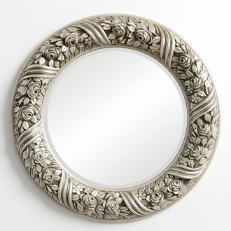 Wall mirror mirror round mirror silver baroque rococo furniture Italy 60cm wood