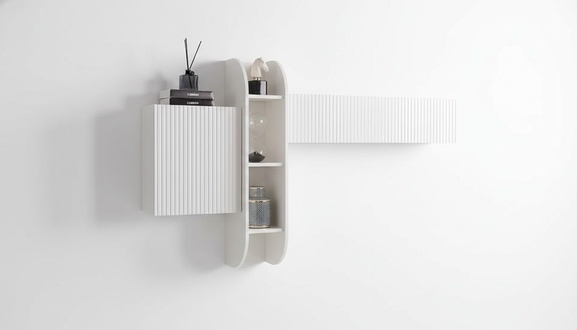 Wall shelf, wall unit, wall board, hanging shelf, living room furniture, white.