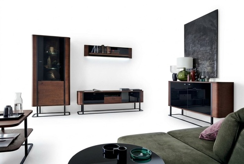 Modern living room wall unit TV lowboard luxurious display cabinet living room set 4 pieces