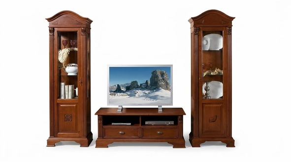 Living Wall Set Display Cabinets Chest of Drawers Living Room Furniture Furnishings Set Real wood
