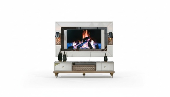 Wall unit rtv tv stand lowboard table wood luxury xxl cabinet