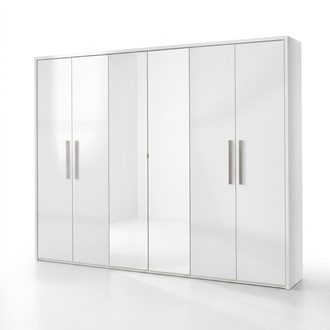 Closet 6 Doors Clothes Closet Designer Furniture Cabinets Mirror Furniture New