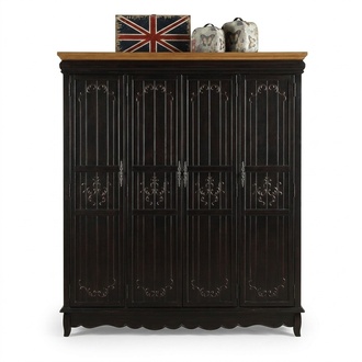 Closet Antique Style Wardrobe Black Country Furniture Bedroom
