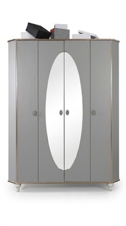 Wardrobe bedroom closet wood cabinets with mirror gold gray