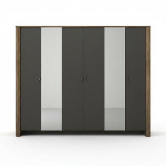 Wardrobe Bedroom Mirror Cabinet Cabinet 6-door Wardrobes Furniture 259cm