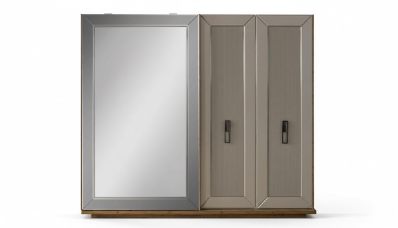 Wardrobe Wardrobe Cabinet Mirror Wooden Cabinet Beige