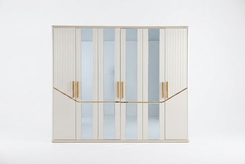 Wardrobe Wardrobes Design Wood Beige Gold Modern Furniture 270cm