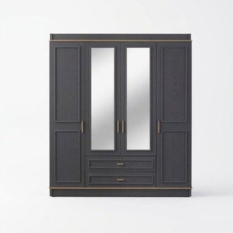 Wardrobe children\'s cupboard cupboard wooden mirror gray wooden cupboard