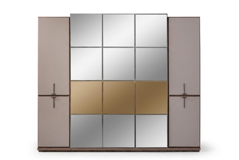 Wardrobe wardrobe design wooden cabinet with gray mirror