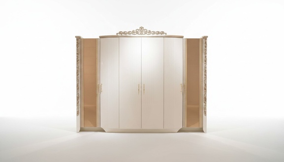 Wooden wardrobe in beige, modern and elegant.