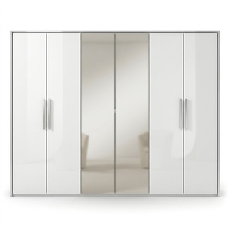 Wardrobe Mirror Bedroom Wardrobes Cupboard Wall Unit 6 Doors Wood
