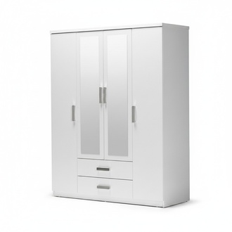 Wardrobe wooden cupboard cabinet built-in cabinet mirror wood white bedroom