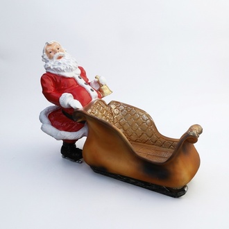Christmas decor figure designed as santa claus with a sleigh & a bell 50cm