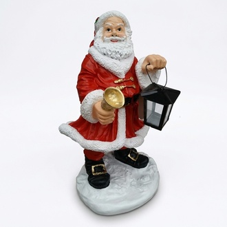 Christmas decorative sculpture designed as a santa claus with bell & lamp 65cm
