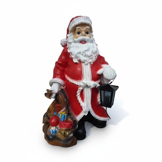 Christmas decorative sculpture designed as a standing santa claus with lamp & presents 75cm