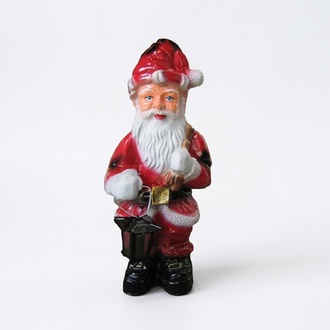 Decorative sculpture designed as a colorful gloss standing santa claus with a lamp 78cm