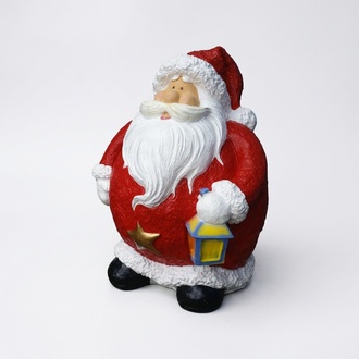 Christmas decorative sculpture designed as a colorful round santa claus with a lamp 79cm