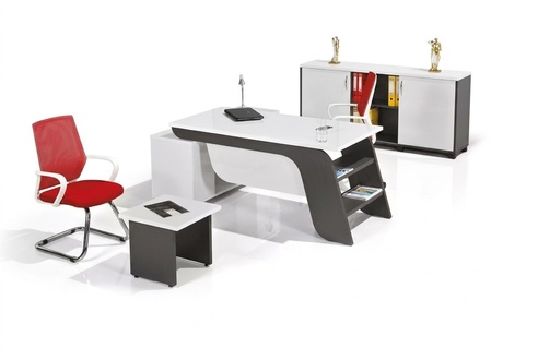 White office set Corner desk Office furniture Cabinet Coffee table 3 pcs New