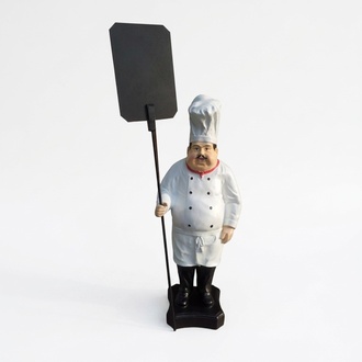 Gastronomy decorative figure designed as a chef with a menu board 85x116cm