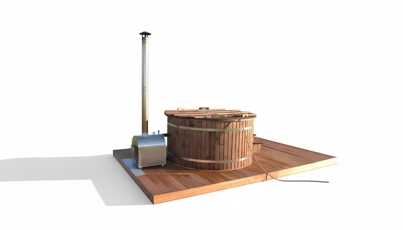 Whirlpool Bath Wooden Tub External Stove Garden Barrel Bath Thermowood