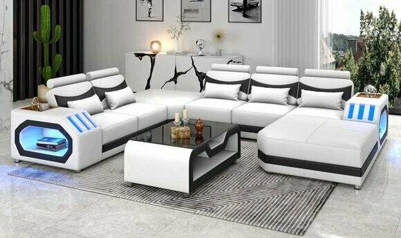 Living area Large sofa XXL U shape corner sofa leather sofa white sofas