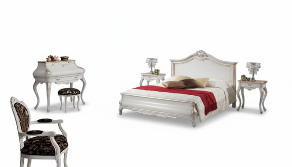 White Bedroom Furniture 2x Bedside Tables Dressing Table Modern Bed 4pcs