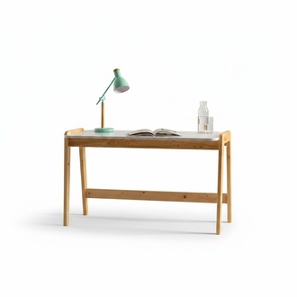 White-Beige Desk Designer Office Tables Computer Tables Wooden Furniture