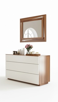 White Brown Bedroom Chest of Drawers Luxury Console Storage Space Fine Real Wood Furniture