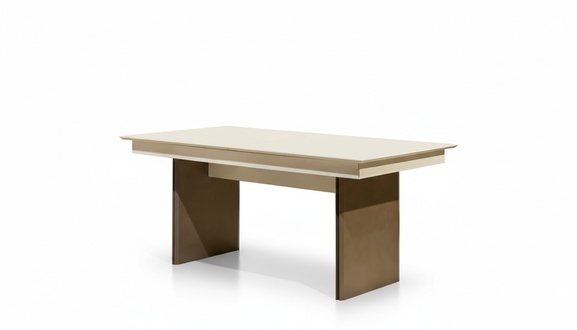 White-Brown Dining Table Luxurious Dining Room Furniture Extendable Wooden Table