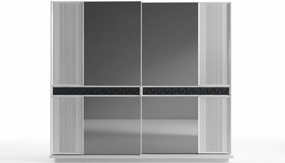 White-Brown Wardrobe Exclusive Wooden Cabinet Bedroom Furniture