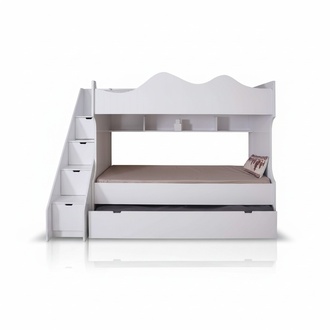 White bunk bed children\'s bed children\'s furniture set modern children