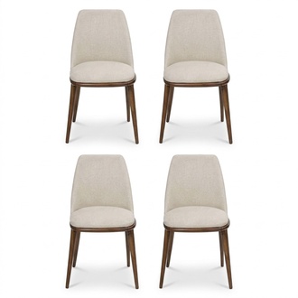 White chair set designer 4x kitchen chairs luxury seating furniture wooden frame
