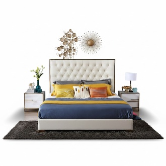 White Chesterfield Large Bed Bedroom Furniture Designer Beds New