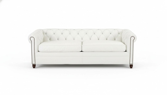 White Chesterfield Modern Design Three-Seater Couch Leather Sofa Leather Sofa Furniture