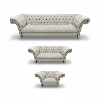 White Chesterfield upholstery sofa set designer 3-piece