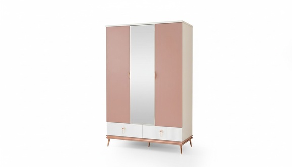 White children\'s room wardrobe Designer 3-door wooden wardrobe