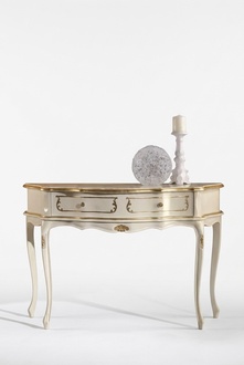 White Classic Console Table Bedroom Wood Furniture Baroque Style