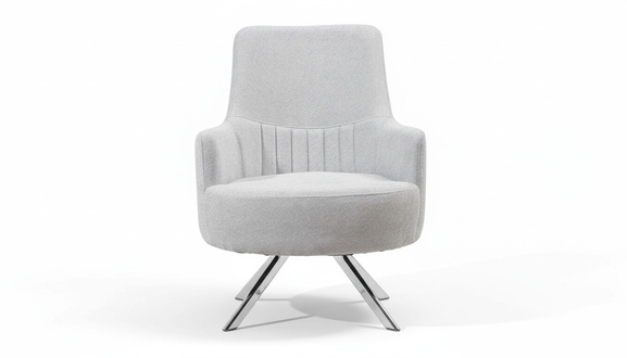 White Colour 1-seater Living room Fabric Armchair Modern Design Textile Material