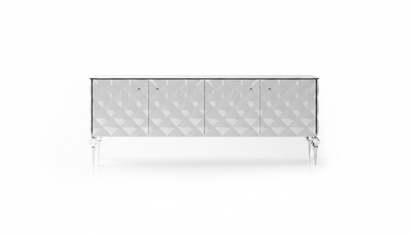 White wooden console, modern, elegant design for living room and hallway.